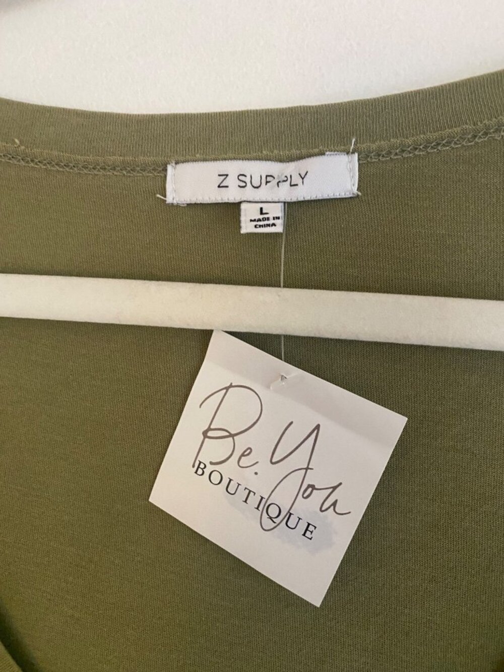 Z Supply Women's Olive V-Neck T-Shirt Dress 100% Organic Cotton Size L - Picture 3 of 6